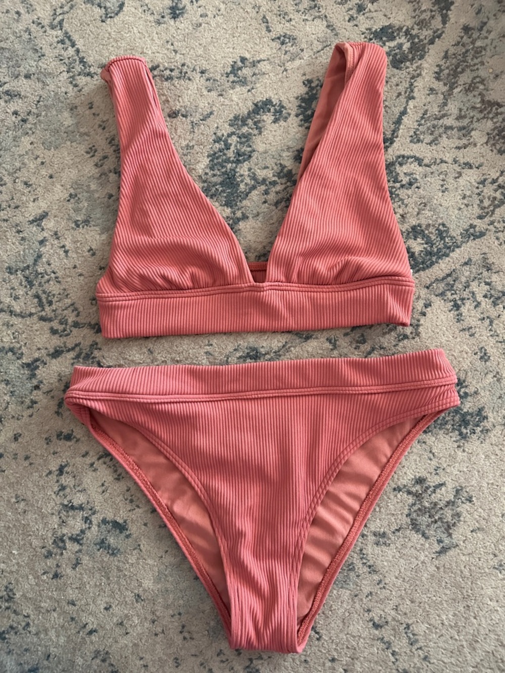 Billabong plunge Ribbed Dusty Rose Bikini Set